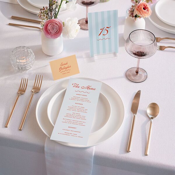 Cabana Stripes Table Numbers Pastel Blue Signature