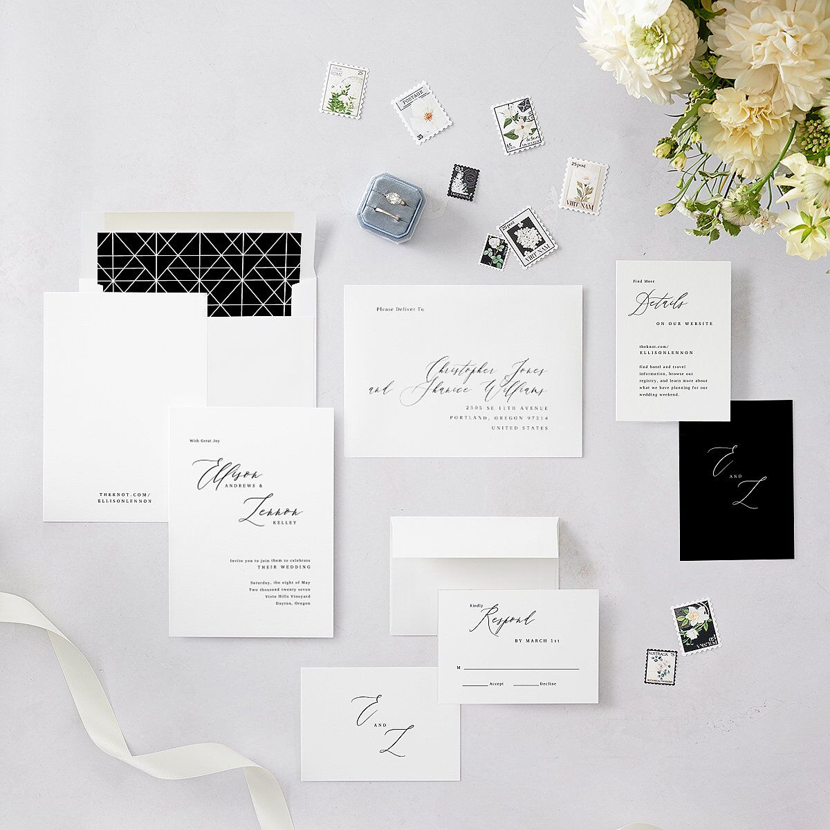 Minimal Calligraphy Wedding Invitations Midnight Signature Blank No Standard