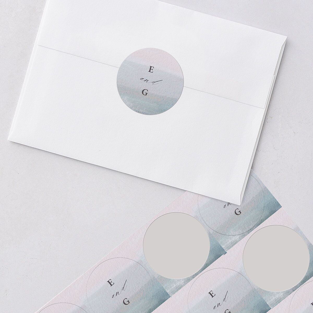 Abstract Beach Wedding Stickers Regency Blue Circle