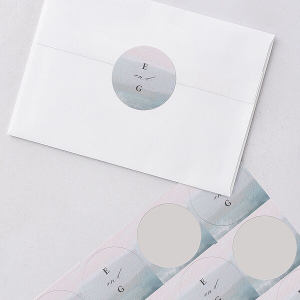 Abstract Beach Wedding Stickers Regency Blue Circle