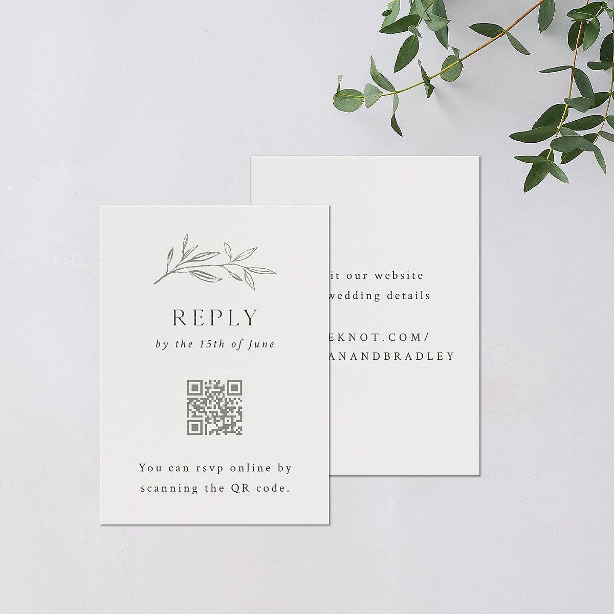 Botanical Accent QR Code RSVP Cards Hunter Green Signature Standard
