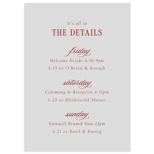Vintage Vase Wedding Enclosure Cards Burgundy Signature Standard