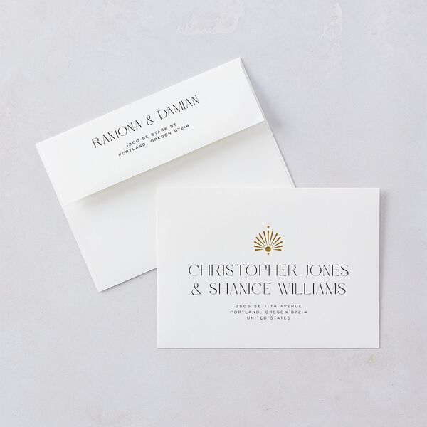 Modern Deco Wedding Invitations Gold Charcoal Signature Blank No Standard