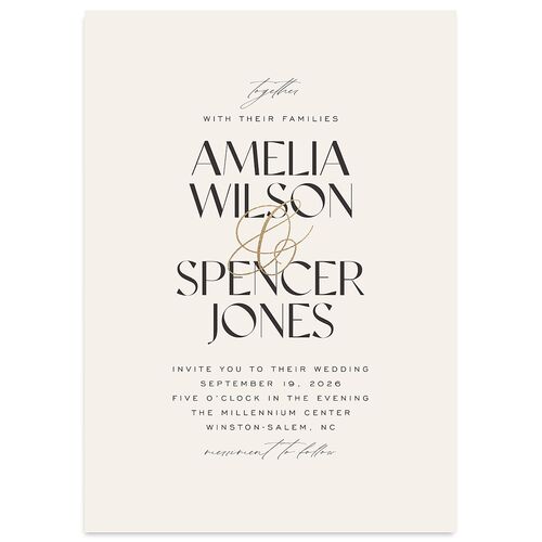 Together Wedding Invitations Gold Champagne Signature Blank No Standard