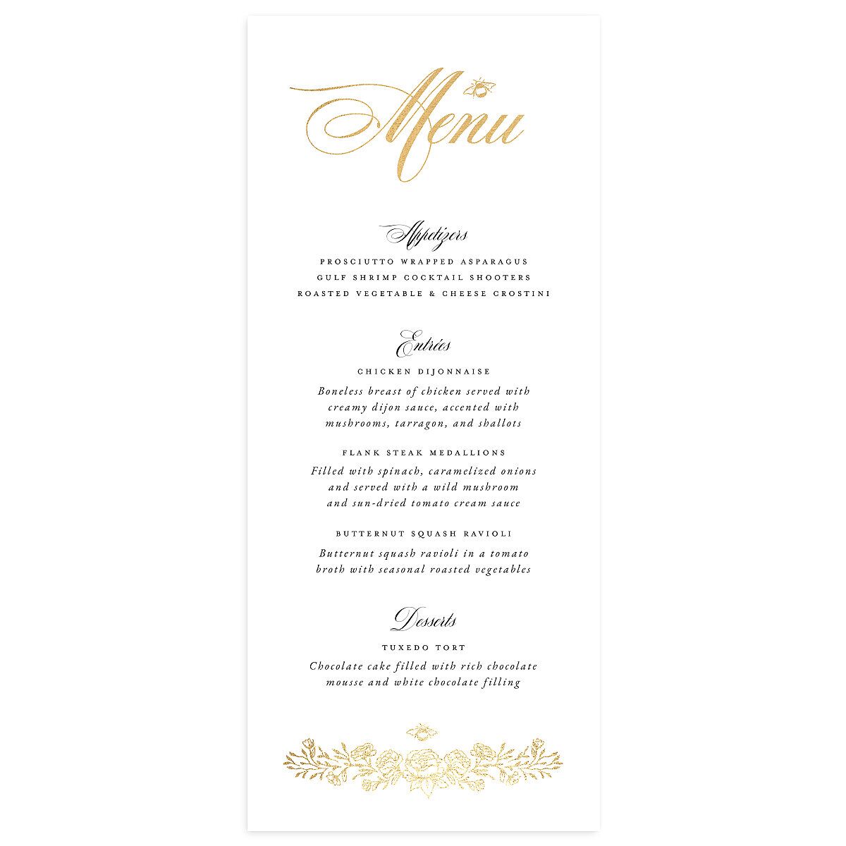 Rose Garden Crest Menus by Bridgerton