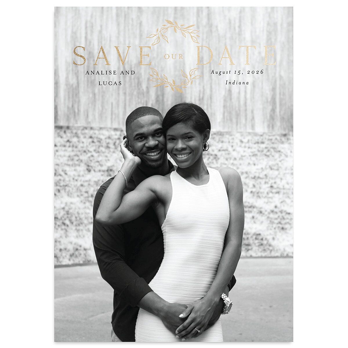 Monogram Leaves Save The Date Cards