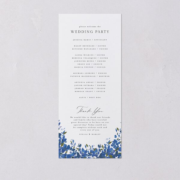 Delphinium Crest Wedding Programs Sea Blue Signature