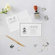Classic Champagne with Bows Save the Date Postcards Pure White