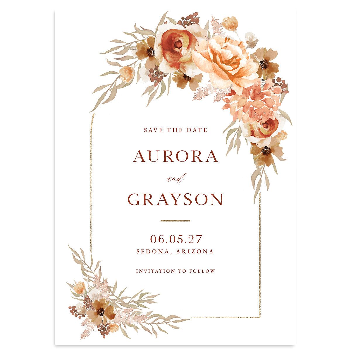 Bohemian Arch Foil Save The Date Cards
