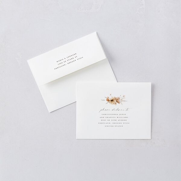 Bohemian Garden Save the Date Magnet Envelopes White Cream Both Recipient and Return Addresses Signature Standard