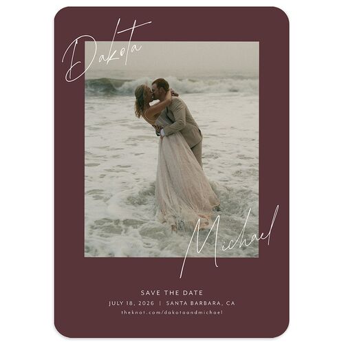 Signatures Save The Date Cards Burgundy Signature smooth Blank No Rounded