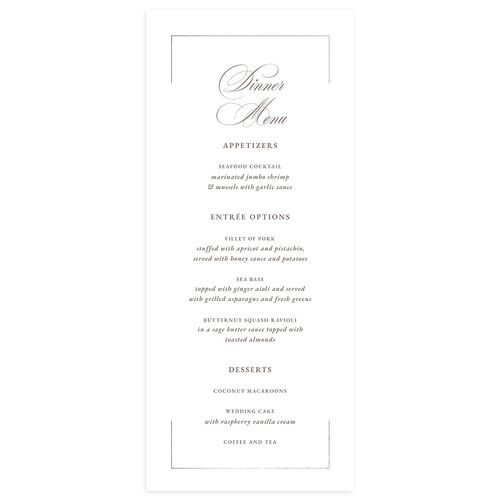 Gilded Wreath Menus Silver Steel Gray Signature
