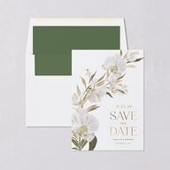 Elegant Orchid Foil Save the Date Cards Gold Pure White Signature smooth Blank No Standard