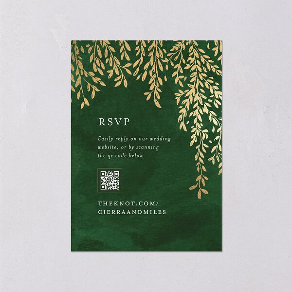 Emerald Forest Foil Wedding Response Cards Gold Hunter Green Signature Standard