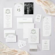 Elegant Rose Crest Wedding Invitations Deep Olive Signature Blank No Standard