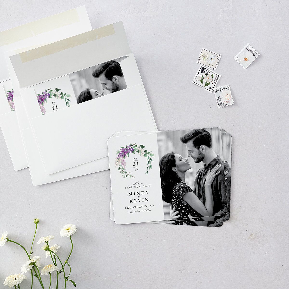 Romantic Wisteria Save The Date Magnets — view 3