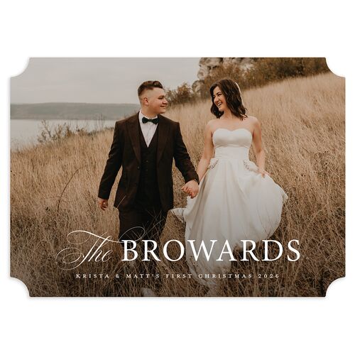 Meet the Newlyweds Holiday Cards Burgundy Signature smooth Blank Ticket