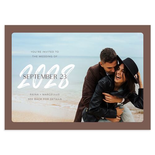 Handwritten Year Wedding Invitations Espresso Signature Blank No Standard