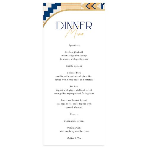 Ankara Print Menus Gold Maritime Signature