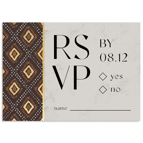 Gilded Sahara Pattern Wedding Response Cards Gold Deep Bronze Signature Standard