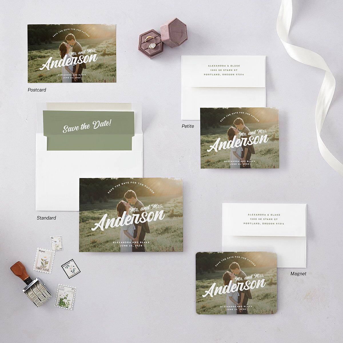 Future Newlyweds Save the Date Petite Cards Moss Signature smooth Blank No