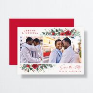 Holiday Bouquet Save the Date Cards Crimson Signature smooth