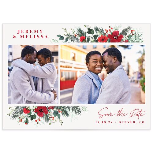 Holiday Bouquet Save the Date Cards - Red