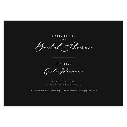 Timeless Script Bridal Shower Invitations Midnight Signature Blank Standard