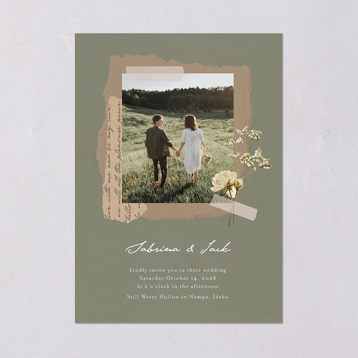 Scrapbook Photo Wedding Invitations Thyme Signature Blank No Standard