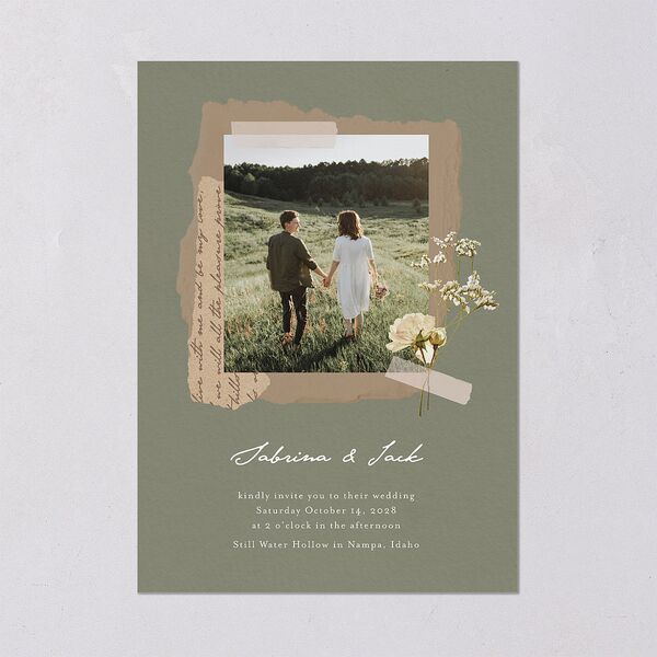 Scrapbook Photo Wedding Invitations Thyme Signature Blank No Standard