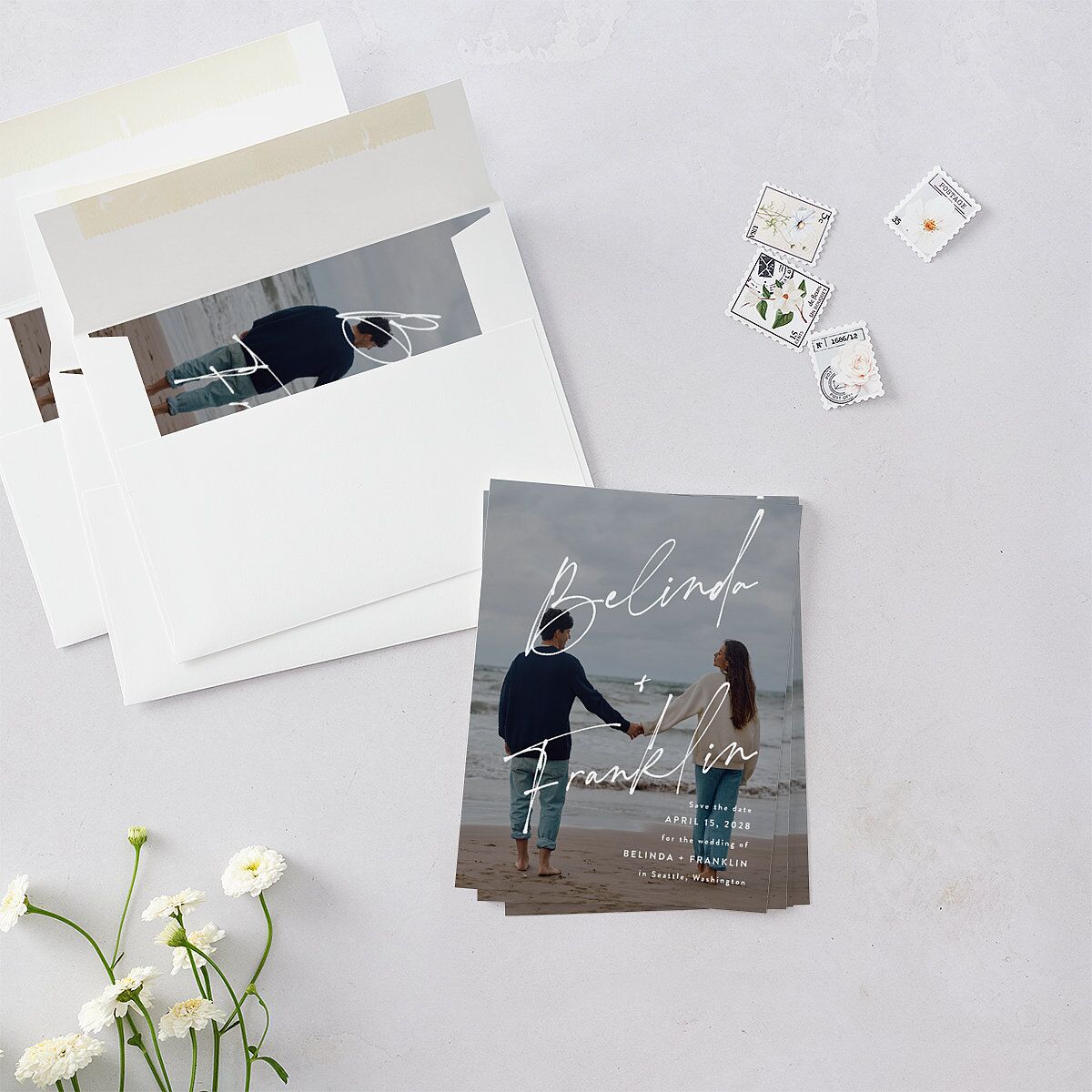 Names Save the Date Petite Cards — view 4