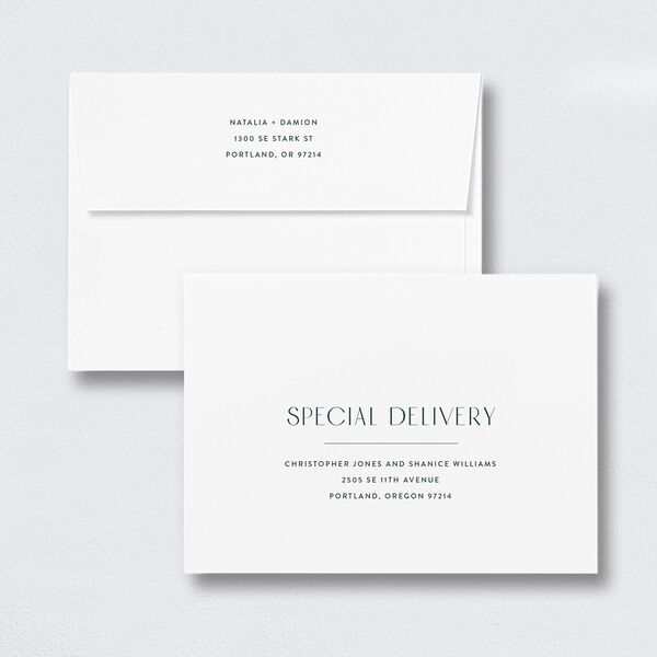 Classic Flannel Save The Date Card Envelopes White Copper Both Recipient and Return Addresses Signature Standard