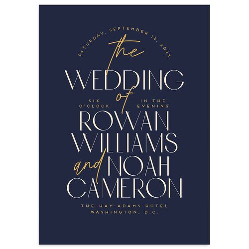 Headline Wedding Invitations Navy Signature Blank No Standard