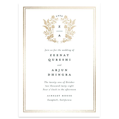 Rustic Kingdom Wedding Invitations Gold Dark Green Signature Blank No Standard