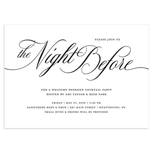 Grand Calligraphy Rehearsal Dinner Invitations Licorice Signature Blank Standard