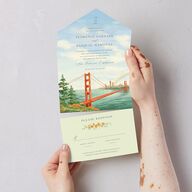 Scenic San Francisco All-in-One Wedding Invitations Daffodil Signature Light Both Recipient and Return Addresses No