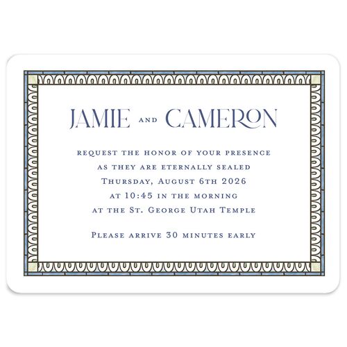 Church Stained Glass Wedding Response Cards Moody Blue Signature Rounded