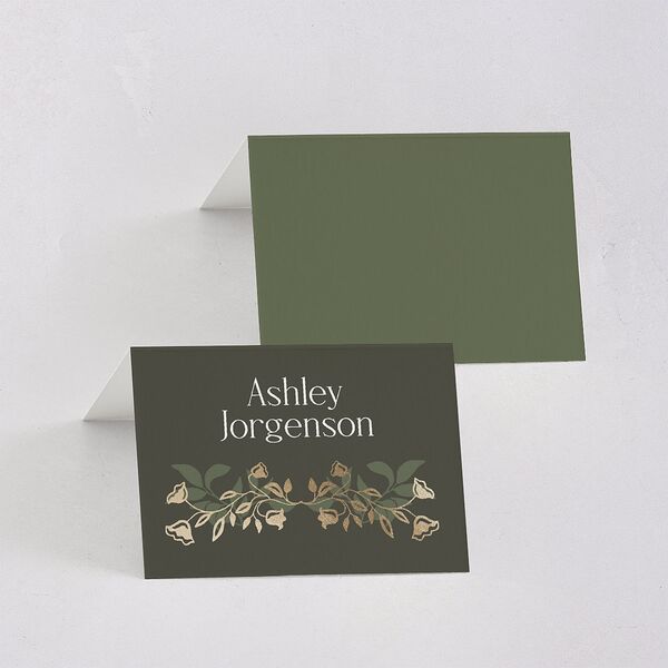 Rustic Nouveau Place Cards Gold Hunter Green Signature