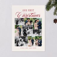 First Christmas Photo Gallery Holiday Cards Jewel Red Signature Blank Standard
