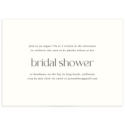 Striking Portrait Bridal Shower Invitations - White
