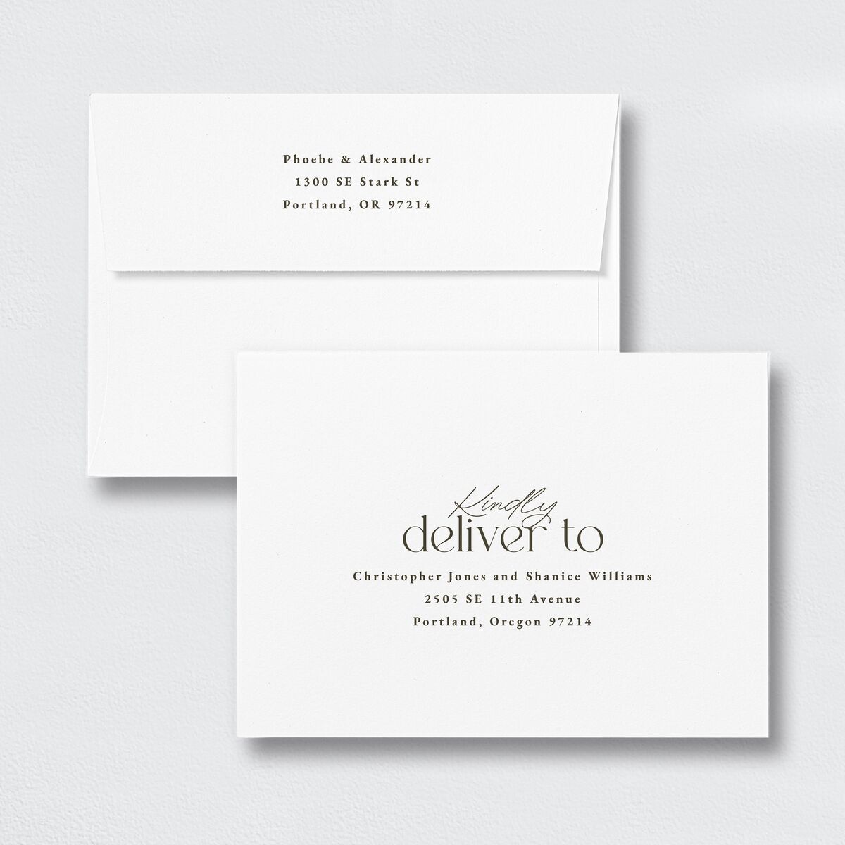 Striking Portrait Save The Date Card Envelopes White Standard Pure White Both Recipient and Return Addresses Signature
