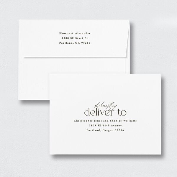 Striking Portrait Save The Date Card Envelopes White Standard Pure White Both Recipient and Return Addresses Signature