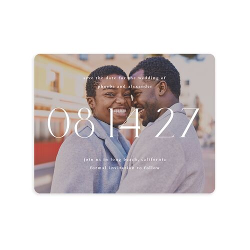 Striking Portrait Save The Date Magnets - White