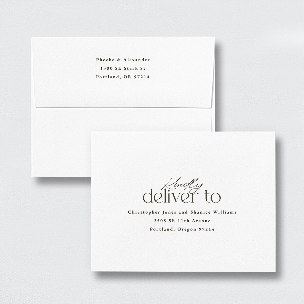 Striking Portrait Save the Date Magnet Envelopes White Standard Pure White Both Recipient and Return Addresses Signature
