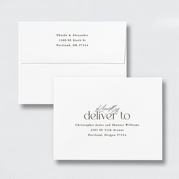 Striking Portrait Save the Date Magnet Envelopes White Standard Pure White Both Recipient and Return Addresses Signature