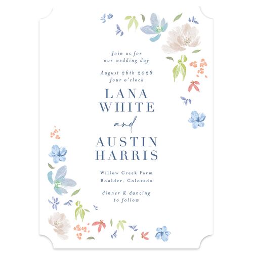 Floral Appliqué Wedding Invitations Slate Signature Blank No Ticket