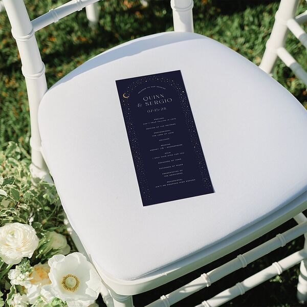 Celestial Arch Wedding Programs Gold Navy Signature