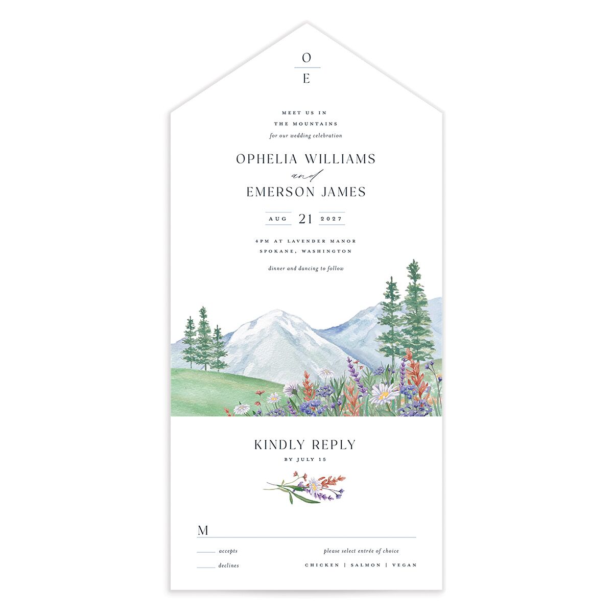 Mountain Wildflowers All-in-One Wedding Invitations