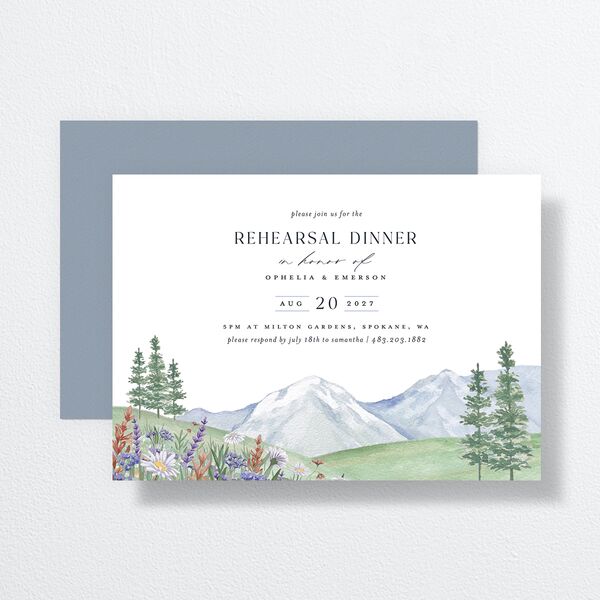 Mountain Wildflowers Rehearsal Dinner Invitations Dusty Blue Signature Standard
