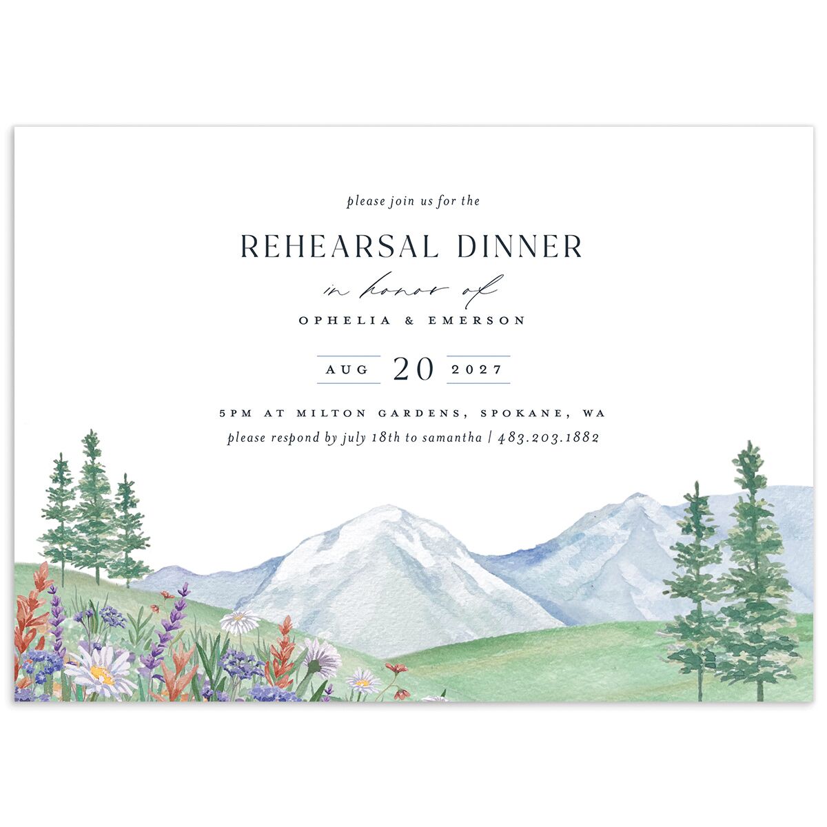 Mountain Wildflowers Rehearsal Dinner Invitations